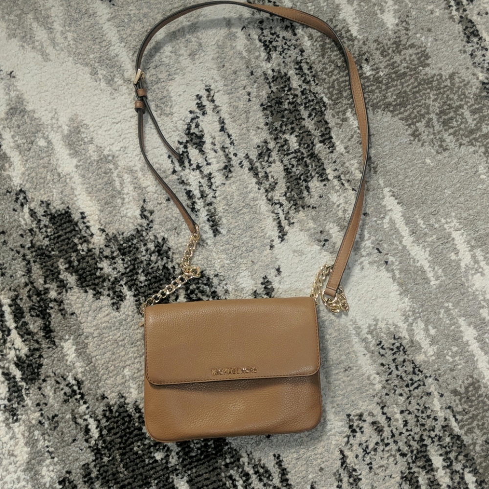 Michael Kors Tan Crossbody Bag with Gold Chain